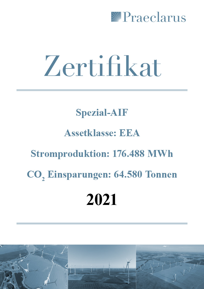 Zertifikat CO2 & Stromproduktion 2021